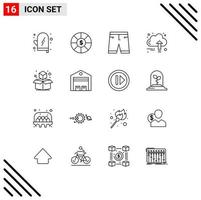 Universal Icon Symbols Group of 16 Modern Outlines of cube growth clothe finance grow Editable Vector Design Elements