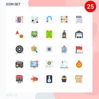 paquete de 25 signos y símbolos de colores planos modernos para medios de impresión web, como elementos de diseño de vectores editables web con forma de flecha cuadrada de hardware