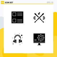 4 Creative Icons Modern Signs and Symbols of checkbox support drum sticks develop Editable Vector Design Elements