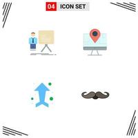 Group of 4 Modern Flat Icons Set for presentation arrow graph map up Editable Vector Design Elements