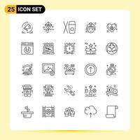 Set of 25 Modern UI Icons Symbols Signs for heart easter spring worker labour Editable Vector Design Elements