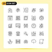 Set of 25 Modern UI Icons Symbols Signs for heart easter spring worker labour Editable Vector Design Elements