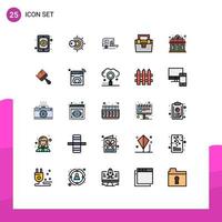 Modern Set of 25 Filled line Flat Colors and symbols such as hotel material caravan construction bag Editable Vector Design Elements