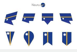 Nauru national flag collection, eight versions of Nauru vector flags.