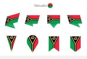 colección de banderas nacionales de vanuatu, ocho versiones de banderas vectoriales de vanuatu. vector