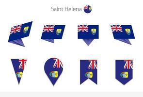 colección de banderas nacionales de santa helena, ocho versiones de banderas vectoriales de santa helena. vector