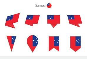 colección de banderas nacionales de samoa, ocho versiones de banderas vectoriales de samoa. vector