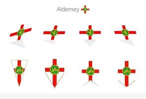 colección de banderas nacionales de alderney, ocho versiones de banderas vectoriales de alderney. vector
