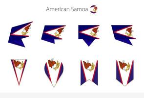 colección de banderas nacionales de samoa americana, ocho versiones de banderas vectoriales de samoa americana. vector
