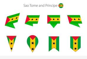 colección de banderas nacionales de santo tomé y príncipe, ocho versiones de banderas vectoriales de santo tomé y príncipe. vector