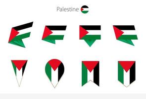 Palestine national flag collection, eight versions of Palestine vector flags.