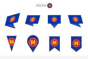 colección de banderas nacionales de la asean, ocho versiones de banderas vectoriales de la asean. vector