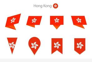 colección de banderas nacionales de hong kong, ocho versiones de banderas vectoriales de hong kong. vector