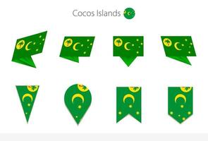 colección de banderas nacionales de las islas cocos, ocho versiones de banderas vectoriales de las islas cocos. vector