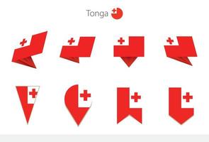 colección de banderas nacionales de tonga, ocho versiones de banderas vectoriales de tonga. vector