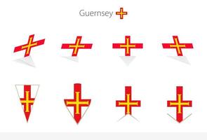 colección de banderas nacionales de guernsey, ocho versiones de banderas vectoriales de guernsey. vector