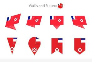 colección de banderas nacionales wallis y futuna, ocho versiones de banderas vectoriales wallis y futuna. vector