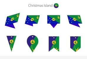 Christmas Island national flag collection, eight versions of Christmas Island vector flags.