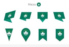 Macau national flag collection, eight versions of Macau vector flags.