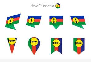 colección de banderas nacionales de nueva caledonia, ocho versiones de banderas vectoriales de nueva caledonia. vector