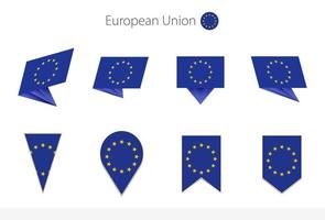 European Union national flag collection, eight versions of European Union vector flags.