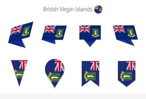 colección de banderas nacionales de las islas vírgenes británicas, ocho versiones de banderas vectoriales de las islas vírgenes británicas. vector