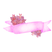 banier waterverf roze en bladeren png