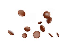 chicchi di cioccolato ricoperti di cioccolato palla di cioccolato caramella marrone cioccolato 3d illustrazione png