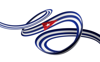 Cuba or Cuban flag wavy abstract ribbon 3d illustration. png