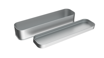 caja de lápices rectangular larga caja de acero inoxidable en blanco para lápiz o papelería ilustración 3d aislada png
