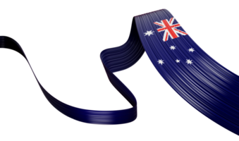 flagge von australien weht mit bändern. 3D-Darstellung png