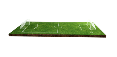 Football Soccer Field and Soccer Ball, Green Grass, Realistic 3D illustration png