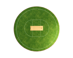 Cricket Stadium Top view on cricket pitch or ball sport game field, grass stadium or circle arena for cricketer series, green lawn or ground for batsman, bowler. Outfield 3D Illustration png