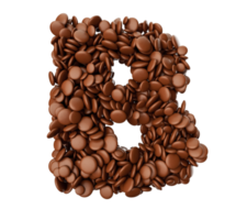 bokstaven b gjord av chokladöverdragna bönor chokladgodis alfabetet bokstav b 3d-illustration png