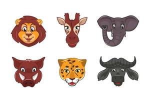 Cute cartoon savanna animal faces vector