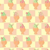 Seamless pattern with taiyaki fish ice cream. Vector graphics.