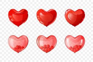 Heart shaped balloons set isolated vector