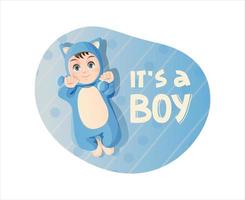 Cute little baby with phrase It's a boy vector