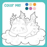 Color me worksheet for children. Coloring page activity. Cute unicorn illustration. Vector file.