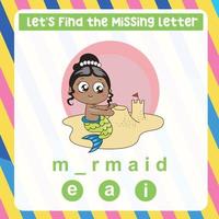 Missing letter worksheet. Complete the letters activity. Kids educational game. Writing practice. Vector file.