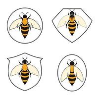 icono de diseño de ilustraciones de logotipo de abeja vector