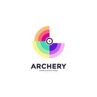 Ilustración de vector colorido de diseño de logotipo de tiro con arco.