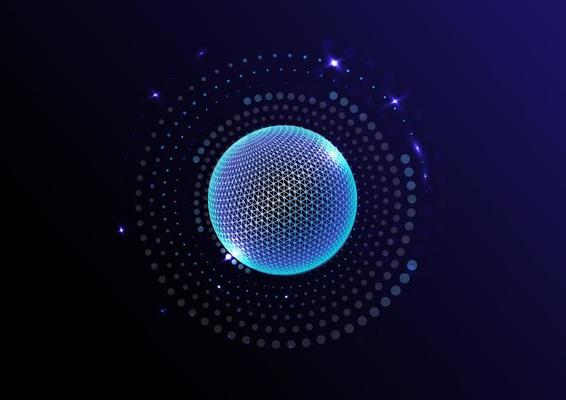 Abstract ball circle global planet science digital network communication technology background vector illustration