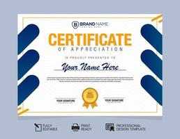 Certificate of Appreciation Design Template vector