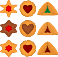 gran juego de galletas caseras de diferentes sabores en galletas de pastelería png
