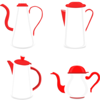 Set of beautiful glass teapots for liquid png