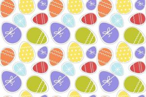 Decorated Easter eggs on white background, seamless pattern. Easter background vector