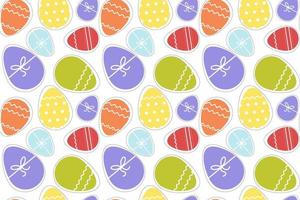 Decorated Easter eggs on white background, seamless pattern. Easter background vector