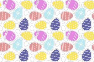 Bright seamless pattern of multicolored Easter eggs. Background for banners, textiles, paper. Suitable for children's clothing, wallpaper, wrappers. Festive decoration, Easter. Vector illustration