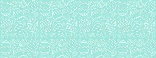 Seamless pattern of Decorated Easter eggs on turquoise background. Easter background for banners, textiles, paper, scrapbooking, wallpaper, wrappers. Festive decoration, Easter. Vector illustration